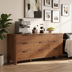Wodeer 9 Drawer Dresser for Bedroom, 62" W Wide Wood Storage Cabinet with Fluted Design, Modern Chest of Drawers & TV Stand for Living Room, Nursery Clothing Organizer with Metal Slides, Anti-Tipping