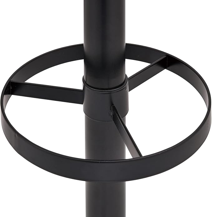 MyGift Freestanding Metal Entryway Coat Rack and Umbrella Stand with Sturdy Round Base and 6 Faux Wood Hanger Hooks