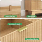 Fluted Dresser for Bedroom with 10 Drawers, 48" Wide Modern Chest of Drawers with Metal Handle, Wooden Dresser TV Stand, Wood Closet Clothes Storage Organizer for Living Room, Hallway, Natural Oak