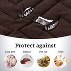 H.VERSAILTEX Reversible Quilted Recliner Covers Water Resistant Furniture Protector for Reclienr Chair with Elastic Straps for Pets Kids Sitting Width Up to 28"(Oversized Recliner, Brown/Beige)