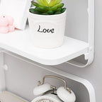 WELLAND White Floating Shelves Set of 2, Small Fold Down Wall Shelf Folding Display Wall Shelves for RV, Camper, Loft, Bedside | White Wooden Board & Metal Frame | 12" W x 5" D x 7" H