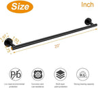 TocTen Bath Towel Bar - Thicken SUS304 Stainless Steel Bathroom Towel Holder, Towel Rod for Bathroom Heavy Duty Wall Mounted Towel Rack Hanger (20 in, Black)