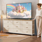 WLIVE Dresser TV Stand for 75 Inch TV, 9 Drawer Dresser for Bedroom