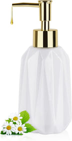 Natheeph Dish Soap Dispenser, Hand Soap Dispenser Ceramic Bottle, Refillable Liquid Great for Kitchen Dish Soap, Hand Soap, Essential Oil & Lotion (New White)