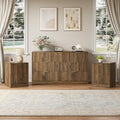 7 Drawer Dresser & 2-Drawer Nightstand Set 3-Piece, Walnut丨55 Wide Bedroom Set Night Stand Set of 2 with Metal Handle, Fluted Wood Chest of Drawers Storage Dressers Set for Bedroom