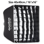 Godox 16" Small Square Softbox Quick Release, UL 40x40cm Universal Bowens Mount Soft Box Fast Setup for Studio Photography, Streaming, Video Lights with Diffusers/Honeycomb Grid/Diffuser Plate - size: 40x40cm /16"