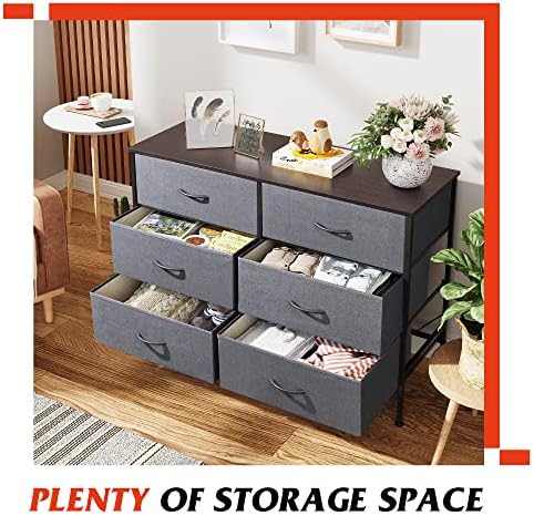 WLIVE Dresser for Bedroom with 6 Fabric Drawers, Dark Grey
