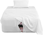 Extra Deep Pocket Twin Sheet Set for Air Mattress, 3 Piece Air Bed Sheets Set with 18-24 Inches Depth, Soft & Breathable Inflatable Bed Sheet Set with Flat Sheet, Fitted Sheet and Pillowcase, White