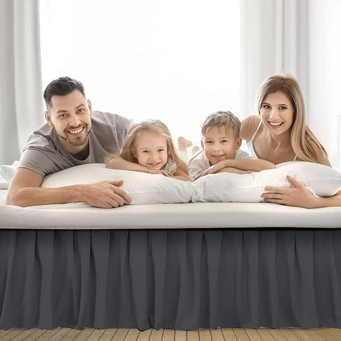 Ruffle Bed Skirt with Split Corners, Microfiber Dust Ruffled for a Perfectly Tailored Bedding Ensemble, Wrinkle and Fade Free, Easy Fit, Twin Size 15 Inch Drop, Dark Grey