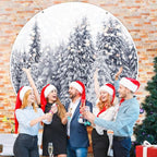 7x6ft Snow Globe Backdrop Winter Snowy Scene Backdrop Glitter Winter Forest Photography Background Large Fabric Snow Globe Banner Christmas Party Decorations for Xmas Holiday Party Decor Photo Props