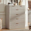 LEYAOYAO Fluted 6 Drawers Dresser for Bedroom, 42" Tall Modern Chest of Drawers with Metal Handle, Curved Profile Design,Light Grey Wood Drawer Organizer for Bedroom, Living Room, Hallway, Entryway