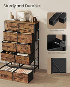 SONGMICS Dresser for Bedroom, Tall Dresser with 10 Fabric Drawers