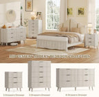 3 Drawers Nightstands Set of 2 w/Charging Station, Modern Fluted Dresser