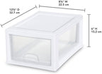 Sterilite 12-Pack 6 Quart Stacking Drawer, Clear Storage Closet Organizer, White Frame - Stackable Modular Plastic Drawers for Clothes, Accessories, Craft Supplies, Shoes or Linens