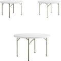 PRO&Family Commercial Round Folding Table, White Top, Powder-Coated Steel Frame, High-Impact Polyethylene Construction, Perfect for Wedding, Party, Shool, Church. (3, 48")