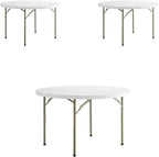 PRO&Family Commercial Round Folding Table, White Top, Powder-Coated Steel Frame, High-Impact Polyethylene Construction, Perfect for Wedding, Party, Shool, Church. (3, 48")