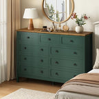 CARPETNAL 55" Green Dresser for Bedroom with 9 Drawer & Deep Drawers