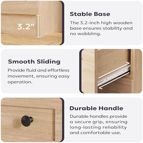 Furnify 9 Drawer Dresser, 59" Wide Dresser for Bedroom, Modern Large Chest of Drawers, TV Stand for 65 inch, Storage Organizer with Metal Handles for Bedroom, Living Room, Hallway, Natural