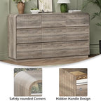 Wodeer Grey Dresser Fluted 9 Drawers Dresser for Bedroom, 59" Wide Wood Chest of Drawers with Hidden Handles & Rounded Corners, Modern TV Stand Storage Cabinet for Living Room, Hallway, Entryway, Gray