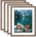 Hongkee 20x24 Picture Frame Set of 4, 20 x 24 Rustic Brown Wood Style