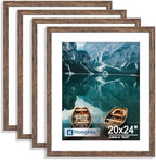 Hongkee 20x24 Picture Frame Set of 4, 20 x 24 Rustic Brown Wood Style