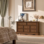 Farmhouse 8-Drawer Dresser with Charging Station for Bedroom