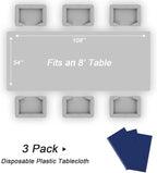 QIKSION Navy Blue Plastic Table Cloth Disposable 3 Pack, 54 x 108 Inch Tablecloths for Party, Graduation, Patriotic, Veterans Day Decorations, Dark Blue Rectangle Table Cover