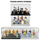 Acrylic Minifigure Display Case Stackable Action Figures Blocks Display Box, Clear Dustproof Display Case Box for Lego Lovers - color: Black, size: Medium 2 Pack