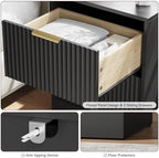 8 Drawer Dresser & 2-Drawer Nightstand Set 3-Piece, Black丨55 Wide Fluted Black Dresser and Night Stand Set of 2 Modern Wood Chest of Drawers Storage Dressers Set for Bedroom