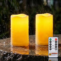Homemory 3"x6" Flameless Candles, Outdoor Waterproof, Battery Operated LED Pillar Candles with Remote Control and Timer, Plastic, Long Lasting - size: 3"x6"6"