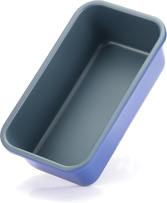 Monfish loaf pan baking bread 1lb loaf bread pans for home baking cake 9x5inch set of 2 haze blue non stick coating Royal blue carbon steel