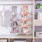 AARAINBOW 1 Pack Hanging Handbag Purse Organizer, Bags Organizor for Purse 8 Pockets Wardrobe Closet Space Saving Handbag Storage, 44.5L x 13.5W (B-Light Gray)