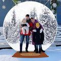 7x6ft Snow Globe Backdrop Winter Snowy Scene Backdrop Glitter Winter Forest Photography Background Large Fabric Snow Globe Banner Christmas Party Decorations for Xmas Holiday Party Decor Photo Props