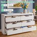 Fluted 6 Drawer Wood Dresser,Farmhouse Chest for Bedroom Entryway,White Oak