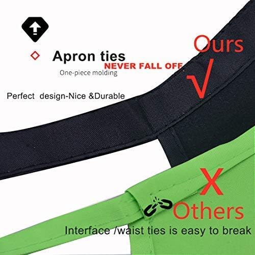 Total 12 PCS Plain Color Bib Apron Adult with 2 Front Pocket (Mixed Colour)