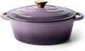 Vintage Style Oval Dutch Oven for Bread Baking, 4.5 Quart Non Stick Enameled Cast Iron Dutch Oven Pot with Lid, Oven Safe Oval Casserole with Lid up to 500°F for Baking, Braising, Stews, Roasting, Purple