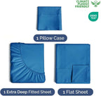 Extra Deep Pocket Twin Sheets - 3 Piece Breathable & Cooling Bed Sheets - Hotel Luxury Bed Sheet Set - Soft, Wrinkle Free & Comfy - Easily Fits Extra Deep Mattresses - Deep Pocket Royal Blue Sheets