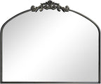 HQiJun Black Vintage Wall Mirror Window Decorative Traditional Mirrors Antique Arched Farmhouse for Living Room Bedroom Entryway Bathroom Vanity (29 * 36 * 1.2,Black)