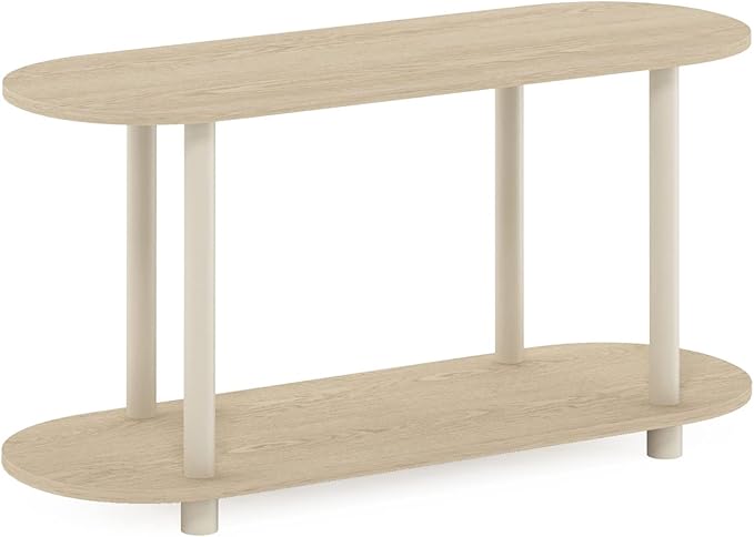 Furinno Turn-N-Tube No Tools Modern Oval Side Table, Bauhaus Oak/Beige