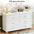 Chrangmay Modern 6 Drawers Dresser Chests for Bedroom,TV Stand,47.2 Wide Chest of Drawers with Handle,Clothes Organizer,Large Storage Cabinet for Living Room,Hallway,with Anti-Tipping Device,Cream