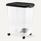 Amazon Basics Pet Food Storage Container with Wheels, BPA-Free, Detachable Scoop, 30lbs Capacity, Reliable Seal