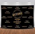 Officially Retired Black Golden Banner Backdrop for Photography, 7x5FT, Happy Retirement Party Background, Photo Booth Studio Props MBMYLU154 - size: cotton polyester-7x5ft
