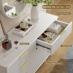 Wood Tall 6 Drawers Dresser, 53.2" W Fluted Modern Dressers for Bedroom