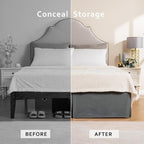 MIYE Pleated Waffle Weave Bed Skirt, Tailored Dust Ruffle 14 Inch Drop Easy Fit, Machine Washable (Dark Grey, Full - 14" Drop)