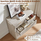 LEYAOYAO Fluted 5 Drawers Dresser for Bedroom, 34" Tall Modern Chest of Drawers with Metal Handle, Curved Profile Design,Light Grey Wood Drawer Organizer for Bedroom, Living Room, Hallway, Entryway