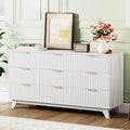 Bonnlo Fluted Dresser, 57" Wide Dresser Wood, Large 9 Drawer Dressers for Bedroom with Metal Handle, Wooden Dresser TV Stand, White