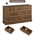 Farmhouse 7 Drawer Dresser for Bedroom, 55" Walnut Dresser with TV Stand