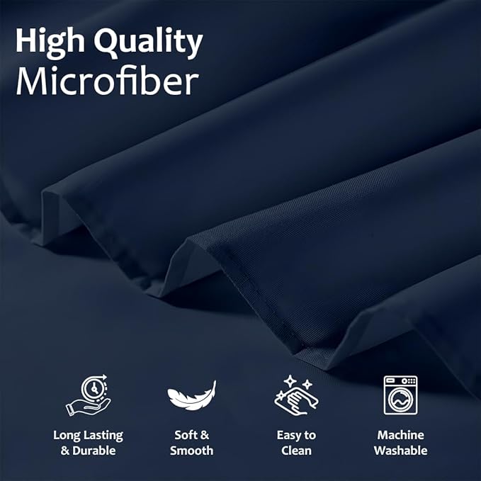 Shreem Linen Ruffled Bed Skirt with Split Corners, Gathered Style, 100% Microfiber, 30-Inch Drop, Dust Ruffle Bedskirt with Platform, Full-XXL, Navy Blue