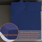 Queen Air Mattress Sheets - 3 Pieces Queen Sheets Sets 16 to 23 inch - Inflate Without Disassembly Convenient & Firm Easy to use Air Mattress (Navy Blue, Full)