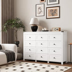 Xixini 59.1" Wide 12-Drawer Farmhouse Dresser for Bedroom, White